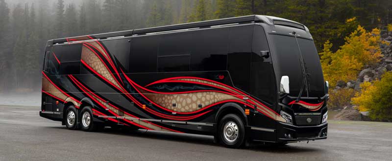 A picture of a Luxury Motor Coach, also called a luxury RV, to illustrate a blog post about the potential value of a luxury motor coach donation.