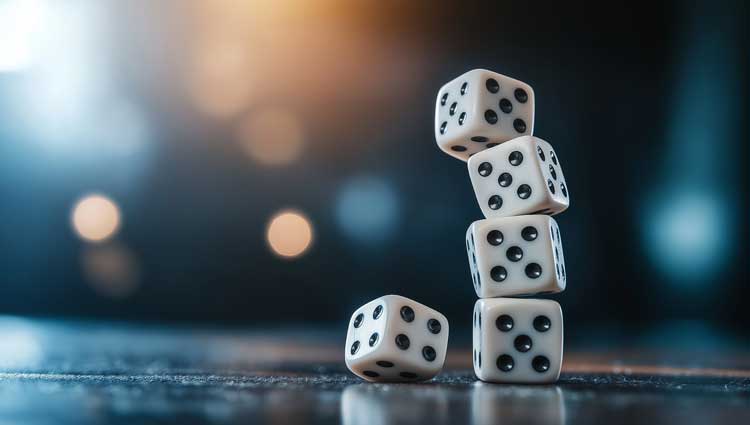 A picture of winning dices tumbling down, to illustrate a blog post about Why a Balanced Fundraising Approach is More Important Now Than Ever.