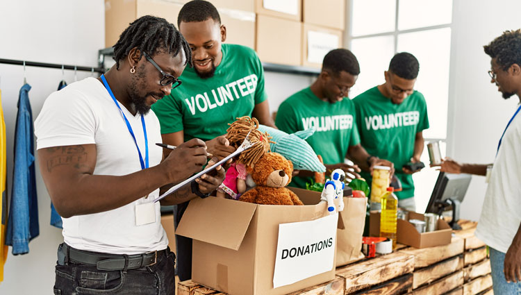 African American volunteers working at a nonprofit